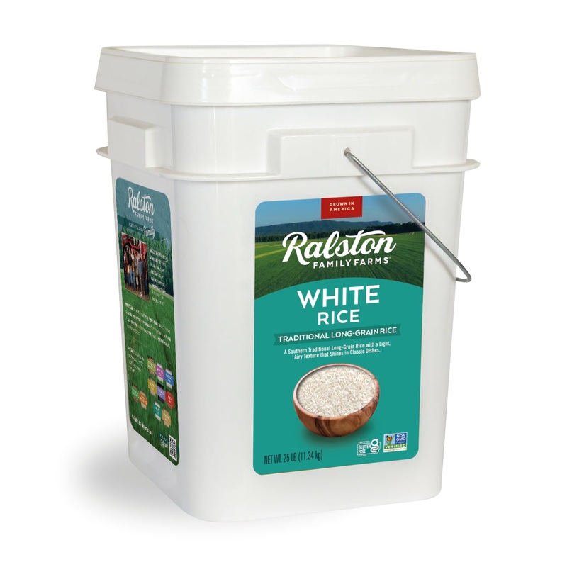 Ralston Family Farms Traditional White Rice 25 Lb Bucket, American Grown, Non-Gmo, Naturally Gluten Free