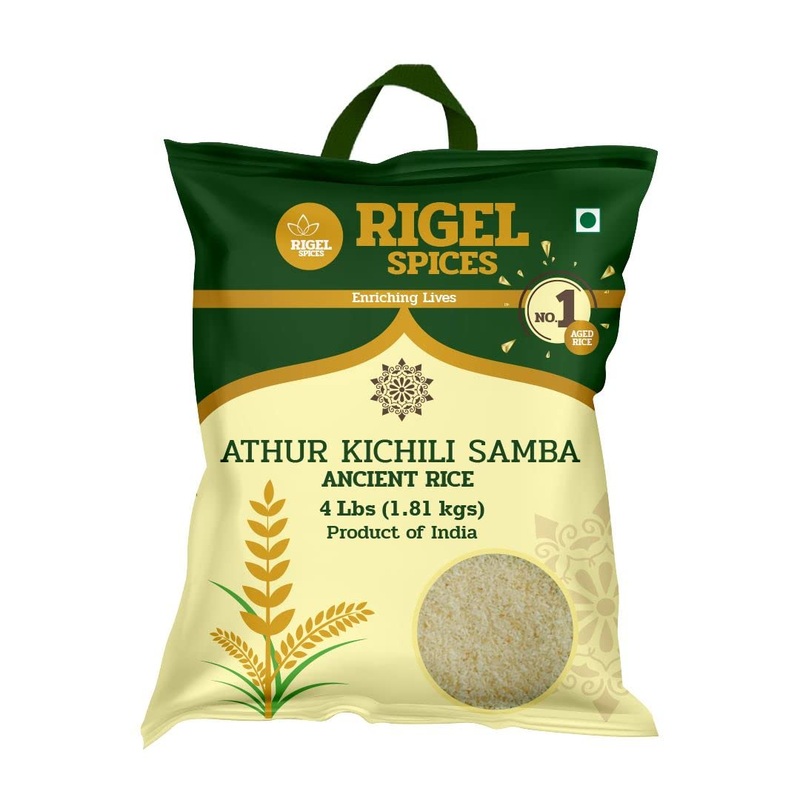 Rigel Spices | Athur Kichili Samba Rice (4Lbs) | Aged 12+ Months | Gluten Free | Ancient Rice From India