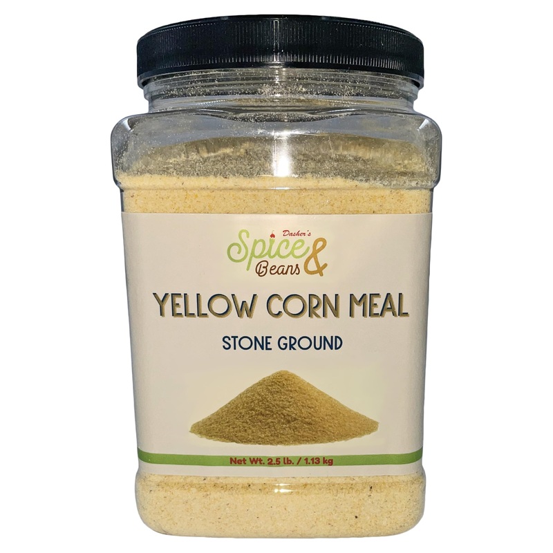 Stone Ground Yellow Corn Meal | Enriched | By Dasher'S Spice & Beans | 2.5 Lb. Cannister
