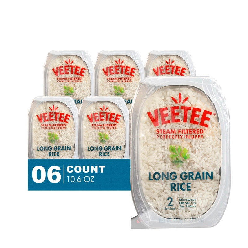 Veetee 6-Pack Long Grain Rice Steam Filtered 10.6 Oz Microwaveable Tray