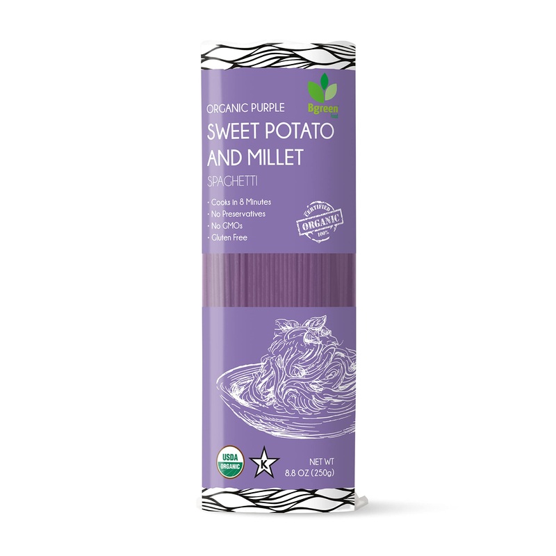 Big Green Organic Food- Organic Purple Yam + Millet Spaghetti, Premium Ube, Gluten-Free, Vegan (6)