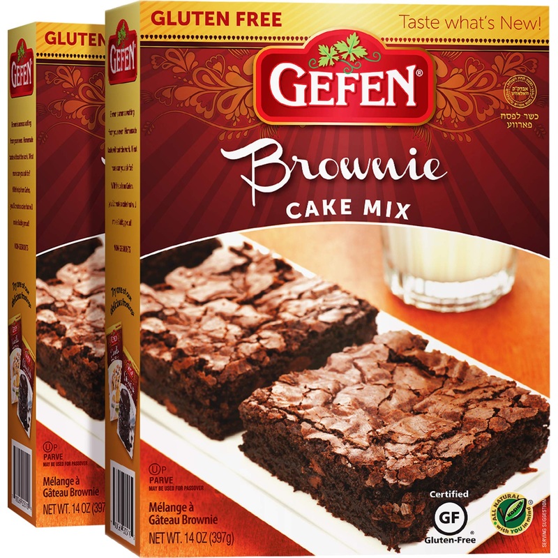 Gefen Gluten Free Brownie Fudge Cake Mix 14Oz (2 Pack) | Grain Free | Soy Free | Dairy Free | Kosher For Passover, Quick And Eas