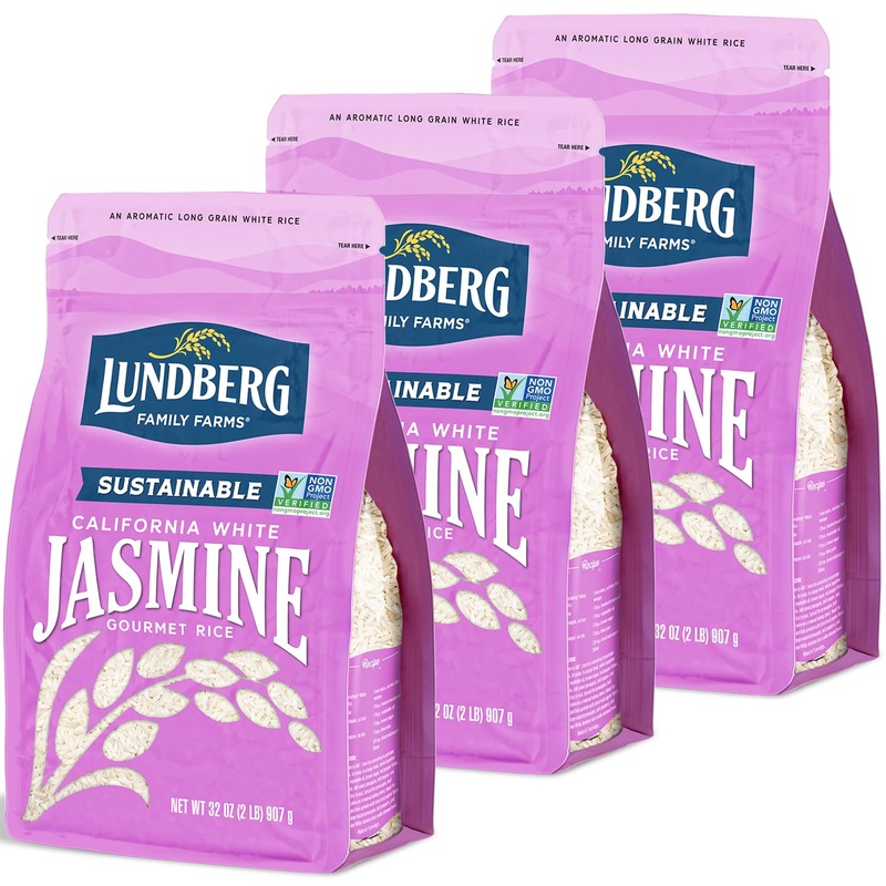 Lundberg Jasmine Rice, Long Grain White Rice - Non-Sticky, Fluffy Aromatic Rice, Sustainably Grown In California, Pantry Staples