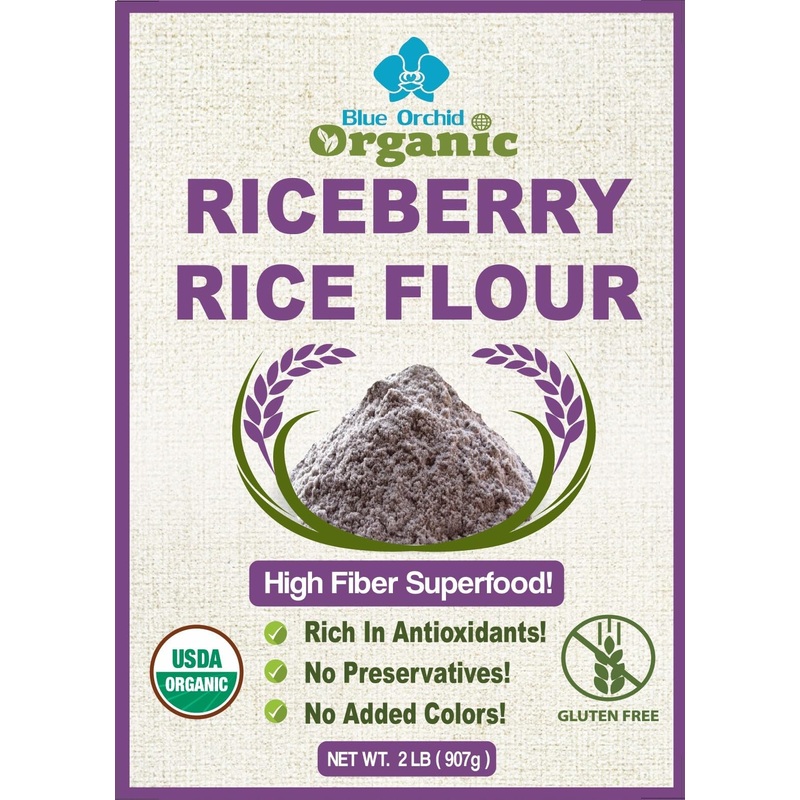 Organic Riceberry Flour - Superfine Gluten Free For Baking - 100% Whole Grain Thai Rice Flour - 2 Lb