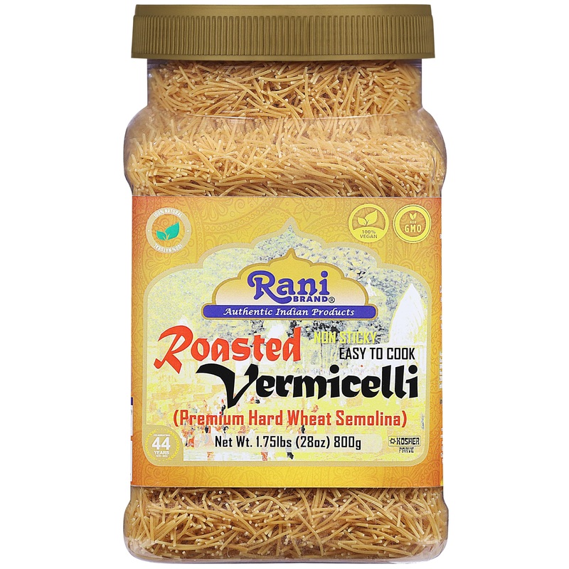 Rani Roasted Vermicelli (Roasted Wheat Noodles) 28Oz (1.75Lbs) 800G Pet Jar ~ All Natural | Vegan | Non-Gmo | Kosher | Indian Or