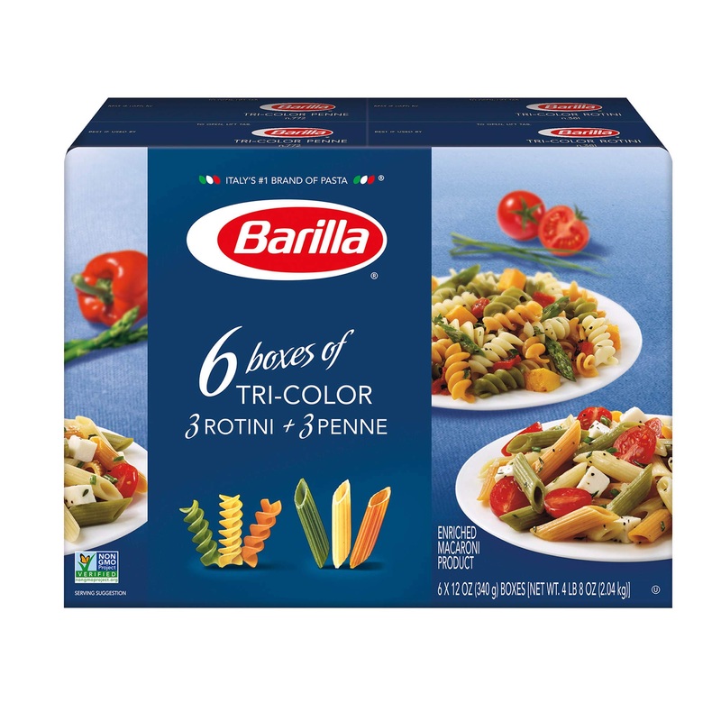 Barilla Pasta, Tri-Color Penne & Tri-Color Rotini, 12 Ounce (Pack Of 6)