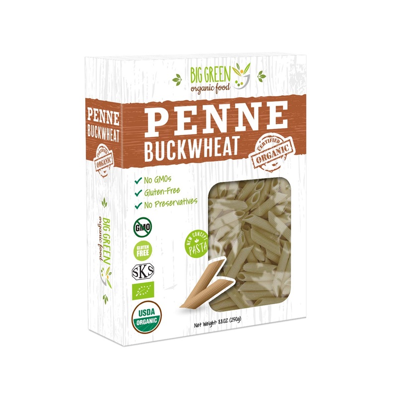 Big Green Organic Food- Organic Buckwheat Penne, 8.8Oz, Gluten-Free, Non-Gmo, Vegan (12)