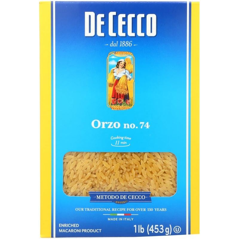 De Cecco Semolina Pasta, Orzo No.74, 1 Pound (Pack Of 2)