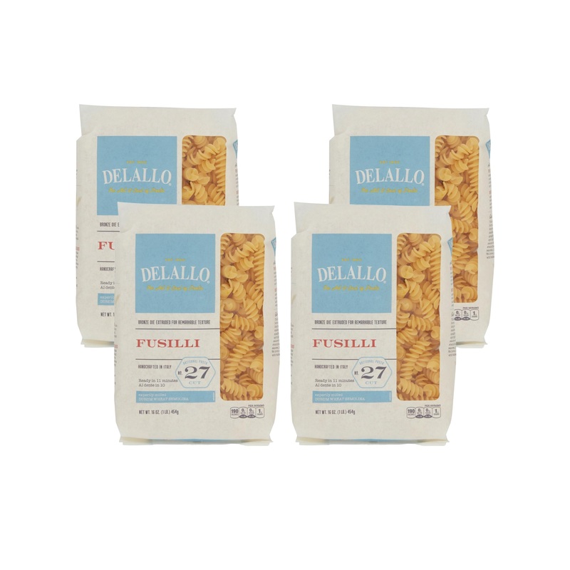 Delallo Fusilli Pasta, 1 Pound Bag, 4 Pack, Twisted Shape, Corkscrew Pasta, Made In Italy, Cooks In 11 Minutes, Made With Durum