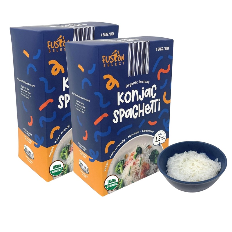 Fusion Select 8 Packs Organic Konjac Noodles - Shirataki Spaghetti Plant-Based Substitute - Vegan Pasta For Vegetarian, Keto, Pa