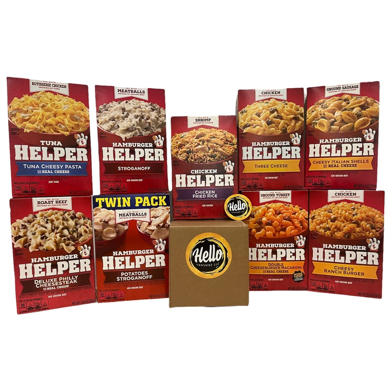 Generic Hamburger Helper Variety Pack - 9 Assorted Flavors Including Stroganoff, Cheesy Ranch, & More with Fridge Magnet