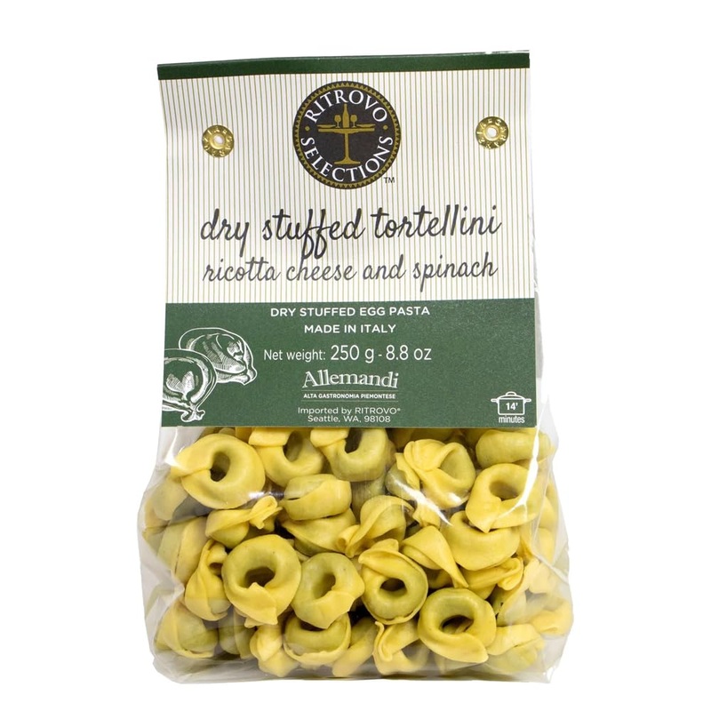 Ritrovo Selections Tortellini With Spinach & Ricotta By Allemandi, Dry Stuffed Egg Pasta 250G/8.8Oz