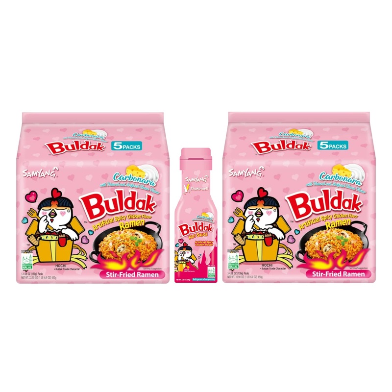 Samyang Buldak Ramen Carbonara Korean Spicy Fire Noodles 2Pk Of 5 X 4.58Oz Each (10 Total) And One Samyang Buldak Hot Spicy Carb