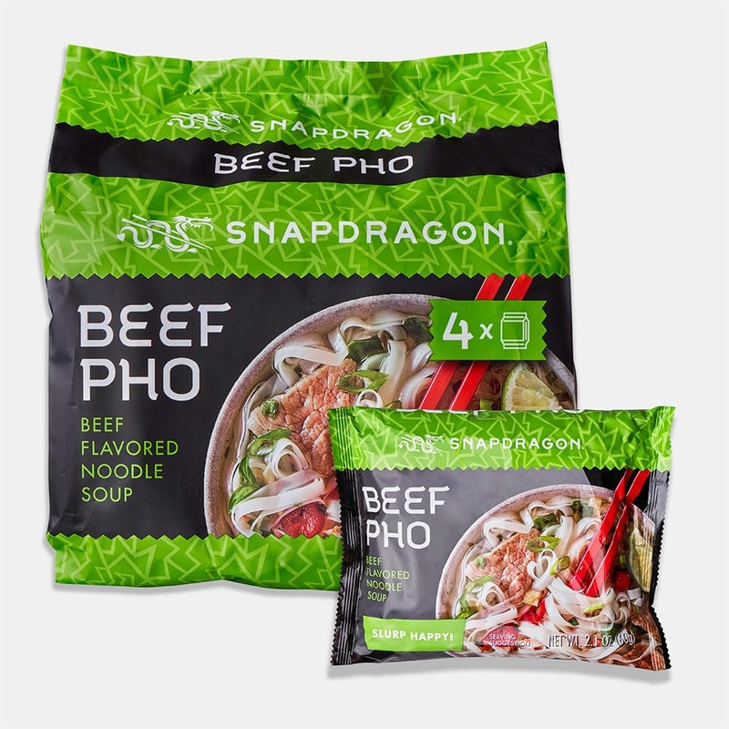 Snapdragon Beef Pho Instant Noodle Packets, 8.4 oz (4-Pack) - Authentic Flavor, Quick Meal Solution, Perfect for Pho Lovers
