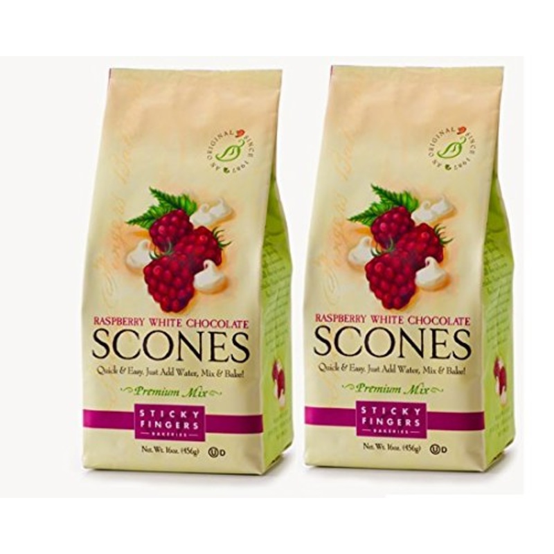 Sticky Fingers Scone Mix (Pack Of 2) 15 Ounce Bags - All Natural Scone Baking Mix (Raspberry White Chocolate)