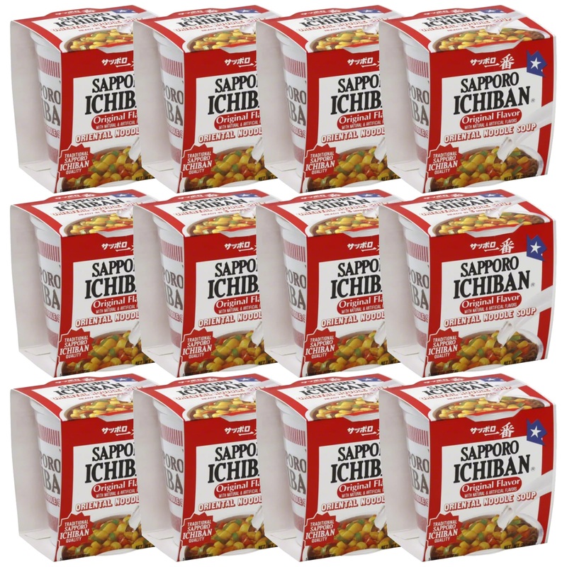 Sapporo Ichiban Oriental Ramen Noodle Soup Cup, Original Soy Sauce Flavor, No.1 Tasting Japanese Instant Noodles (2.25 Ounce/12