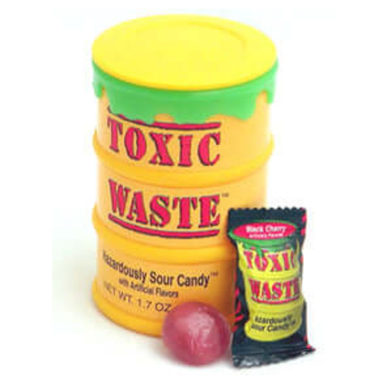 Toxic Waste Yellow Drums Assorted Super Sour Candy 1.7oz 12ct