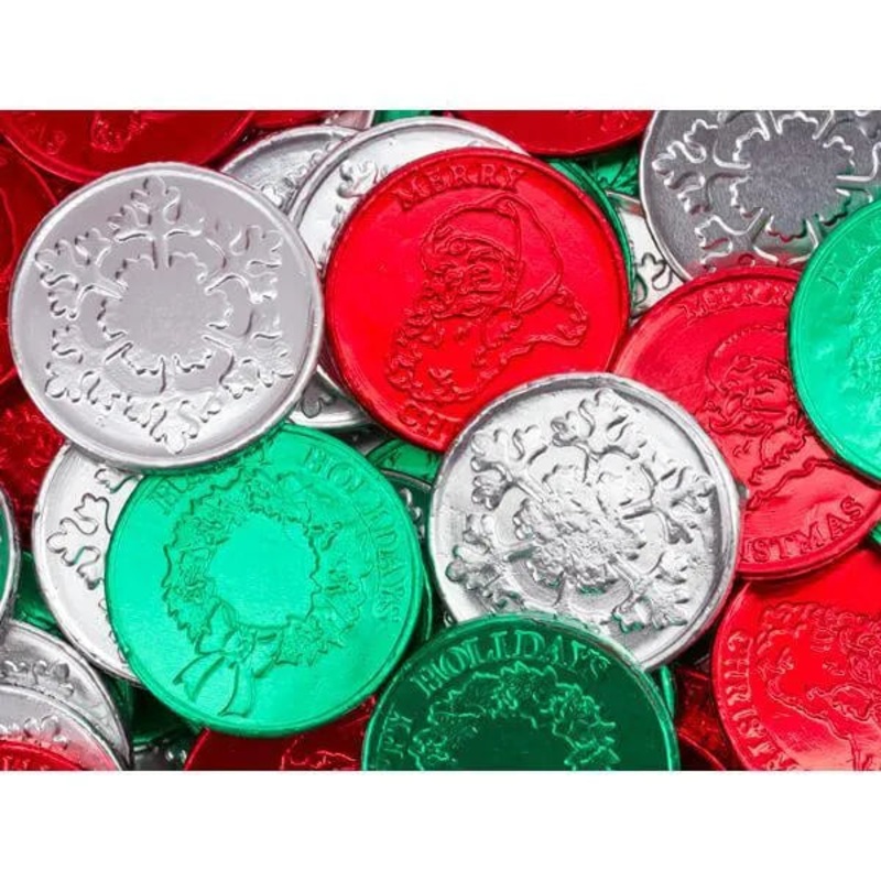 Thompson Foiled Milk Chocolate Christmas Coins: 5LB Bag