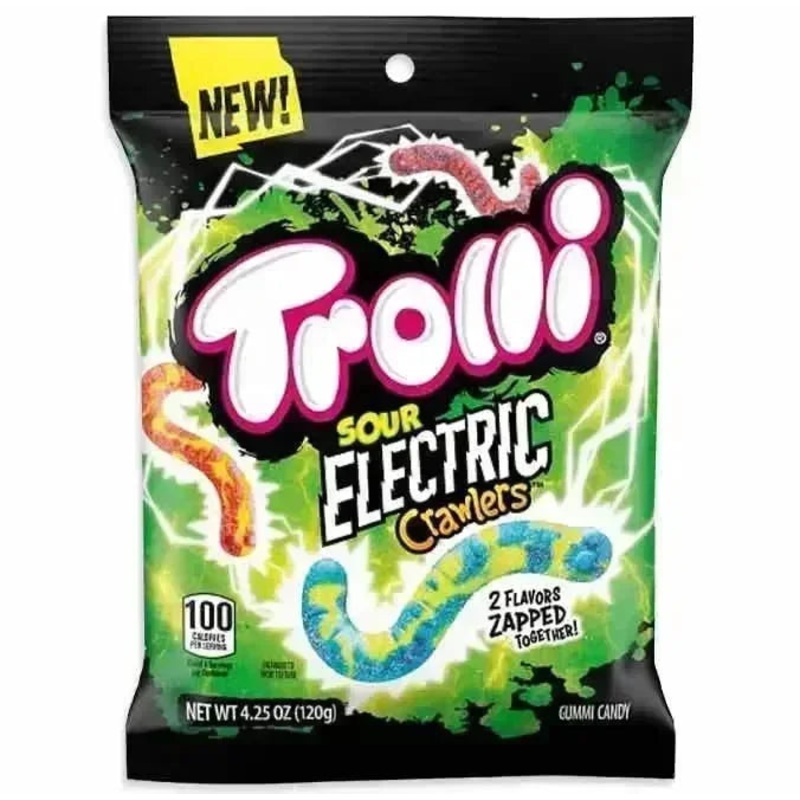 Trolli Sour Electric Crawlers Peg Bags: 12-Piece Case