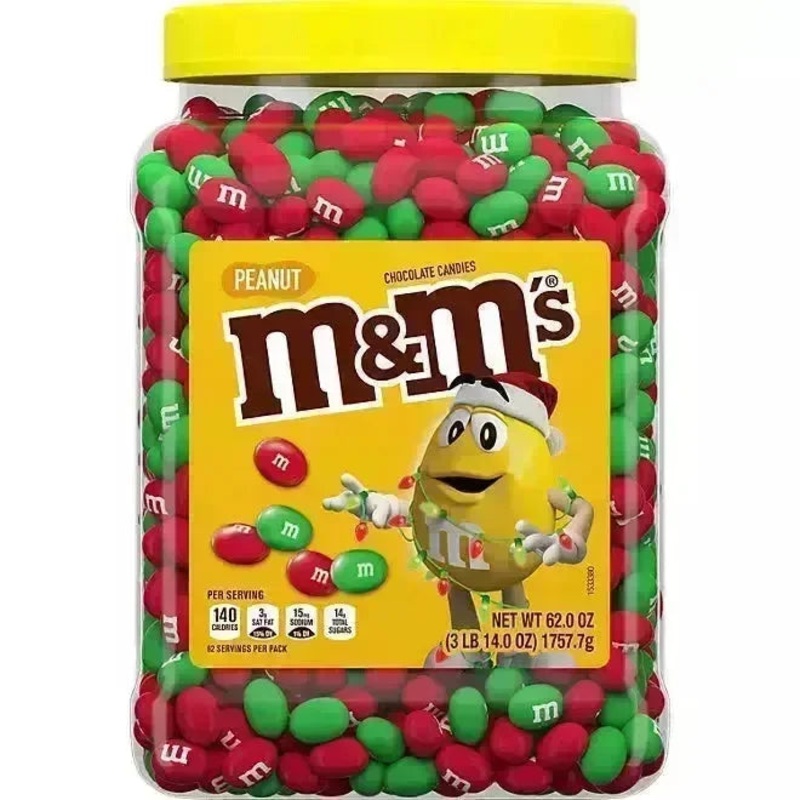 Christmas M&M's Candy - Peanut: 3LB Jar