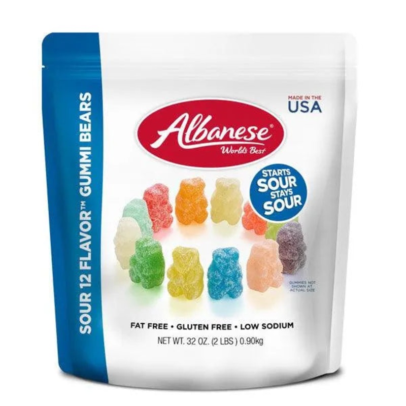 Albanese Sour Gummy Bears  12-Flavors: 32-Ounce Bag