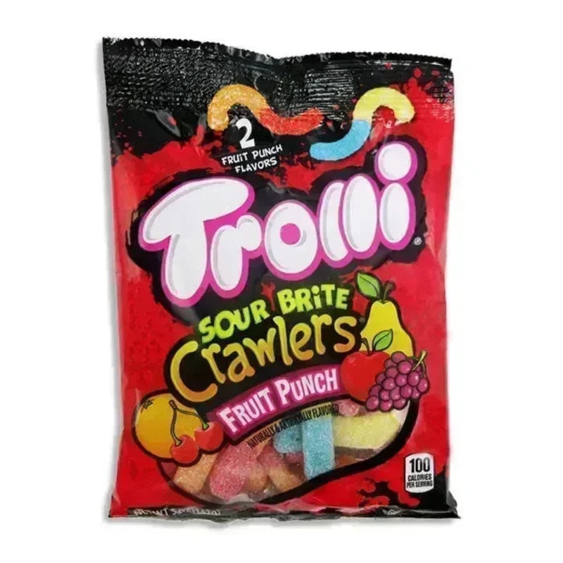 Trolli Sour Brite Crawlers Fruit Punch Peg Bags: 12-Piece Case