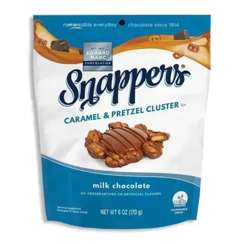 Snappers Milk Chocolate Caramel Covered Pretzel Clusters: 10-Piece Case