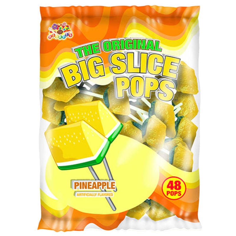 Big Slice Pops Pineapple Lollipops - Bag of 48