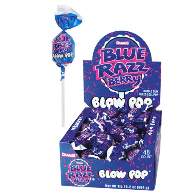 Charms Blue Razz Berry Blow Pop Lollipops