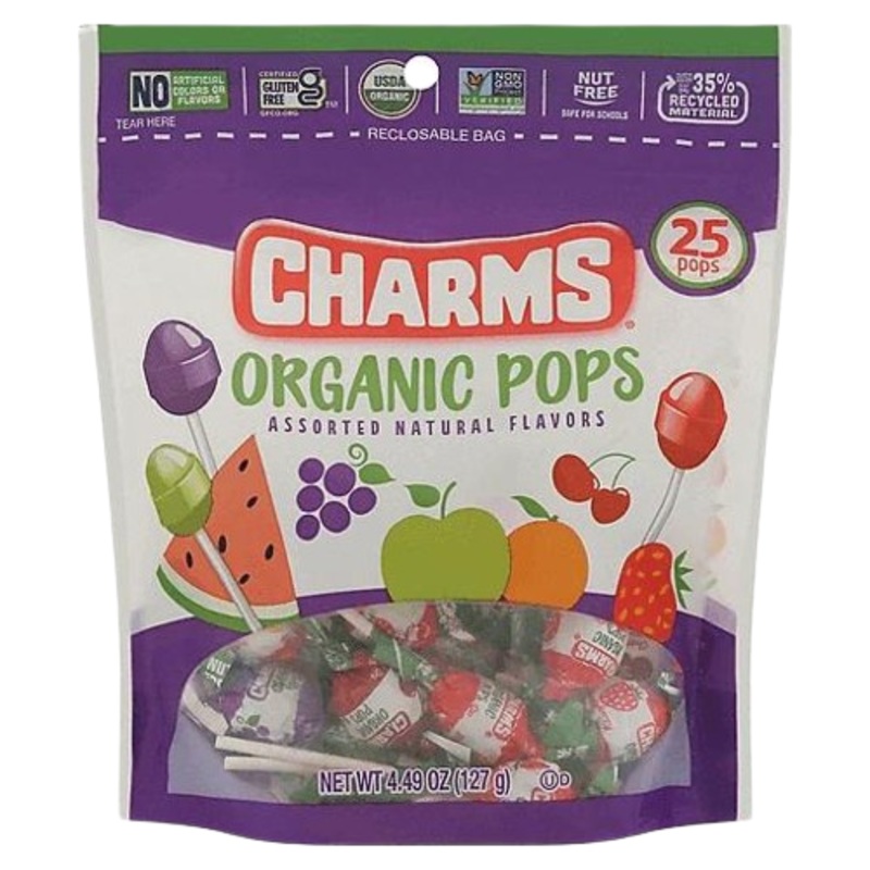 Charms Organic Pops 25 Count 4.49 oz. Bag