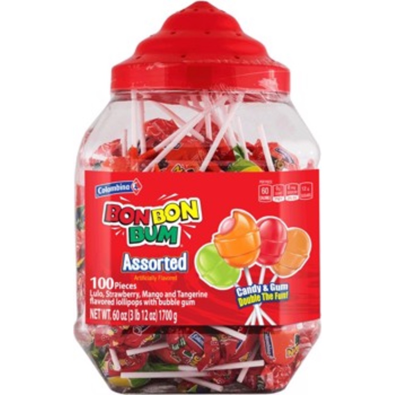 Colombina Bon Bon Bum Assorted Pops 100 count Jar