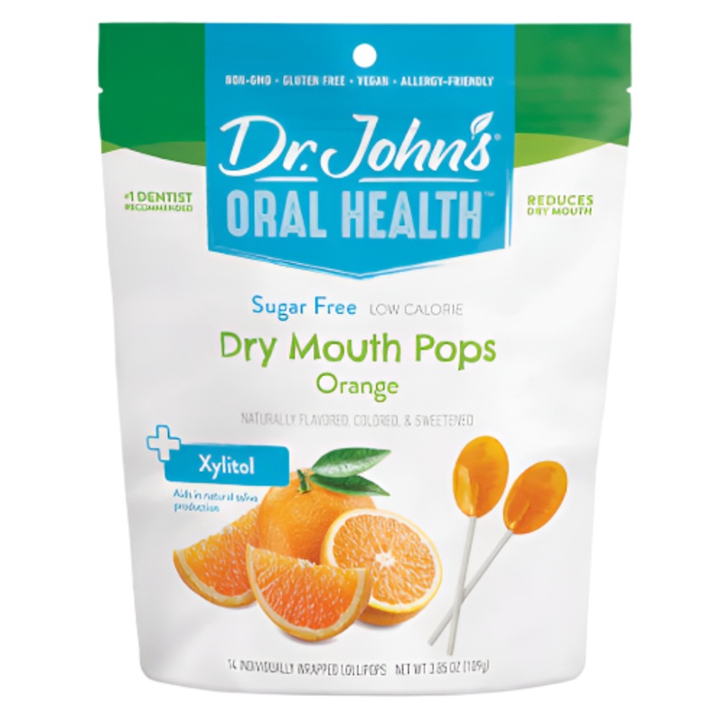 Dr. John's Oral Health Dry Mouth Pops Orange 3.85 oz. Bag