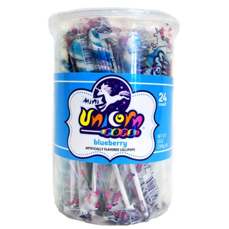Light Blue & White Blueberry Mini Unicorn Pop - 24 Count Tub