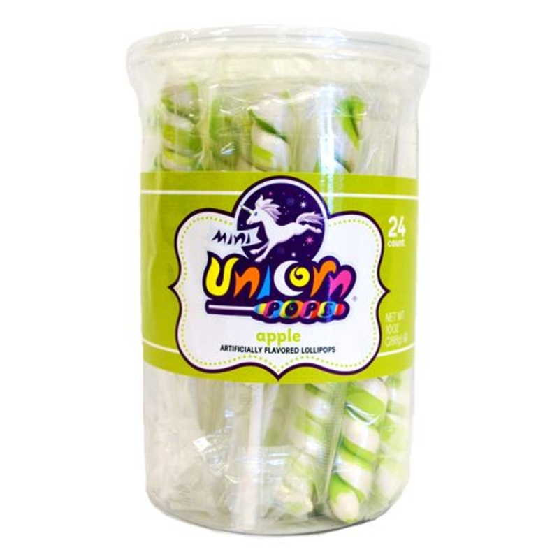 Light Green & White Apple Mini Unicorn Pop - 24 Count Tub