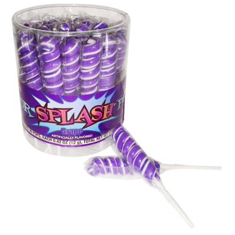Purple & White Color Splash Grape Swirl Lollipops - 30 Count Tub