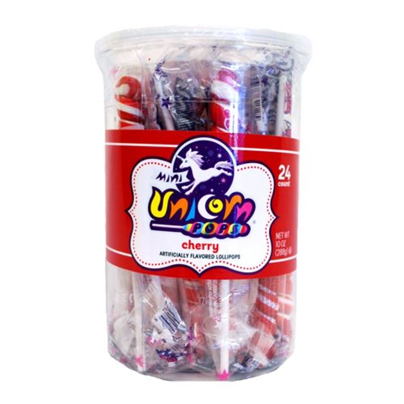 Red & White Cherry Mini Unicorn Pop - 24 Count Tub