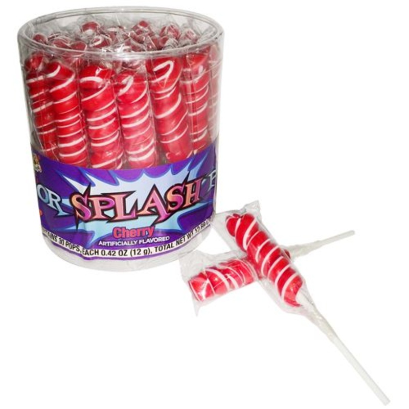 Red & White Color Splash Cherry Swirl Lollipops - 30 Count Tub