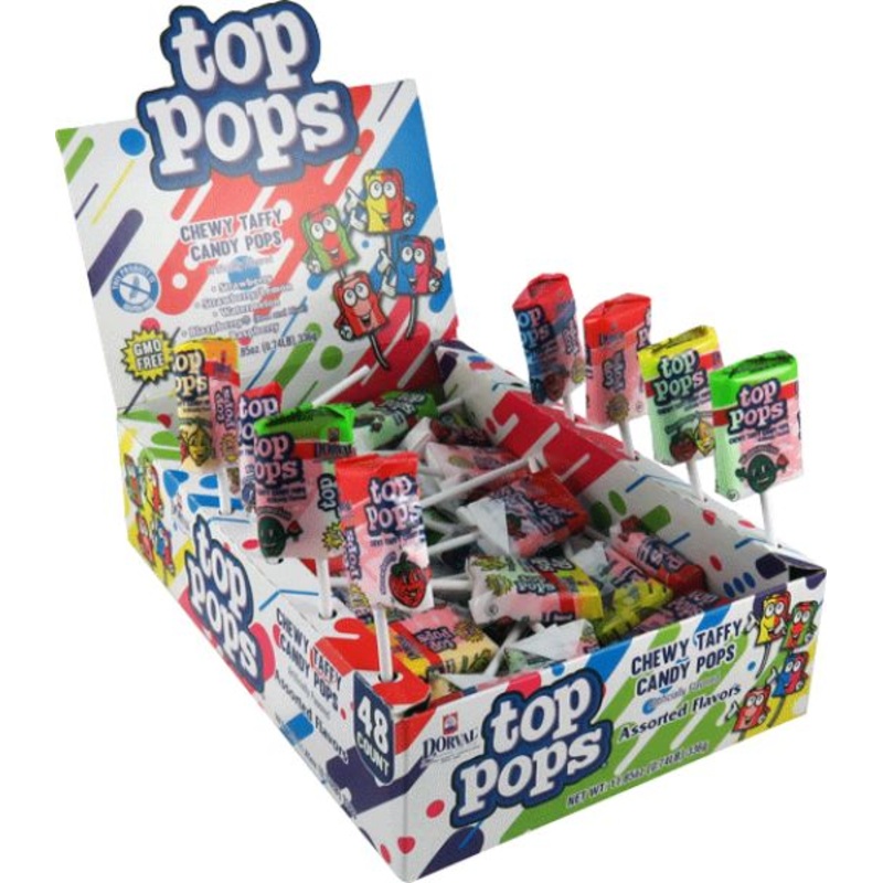 Top Pops Assorted Taffy Pops - Case of 48
