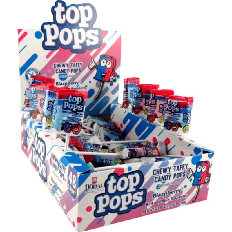 Top Pops Blazpberry Taffy Pops 48 count Box