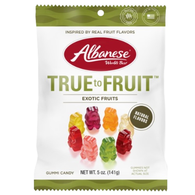 Albanese True to Fruit Exotic Fruits Gummi Bears  5 oz. Bag