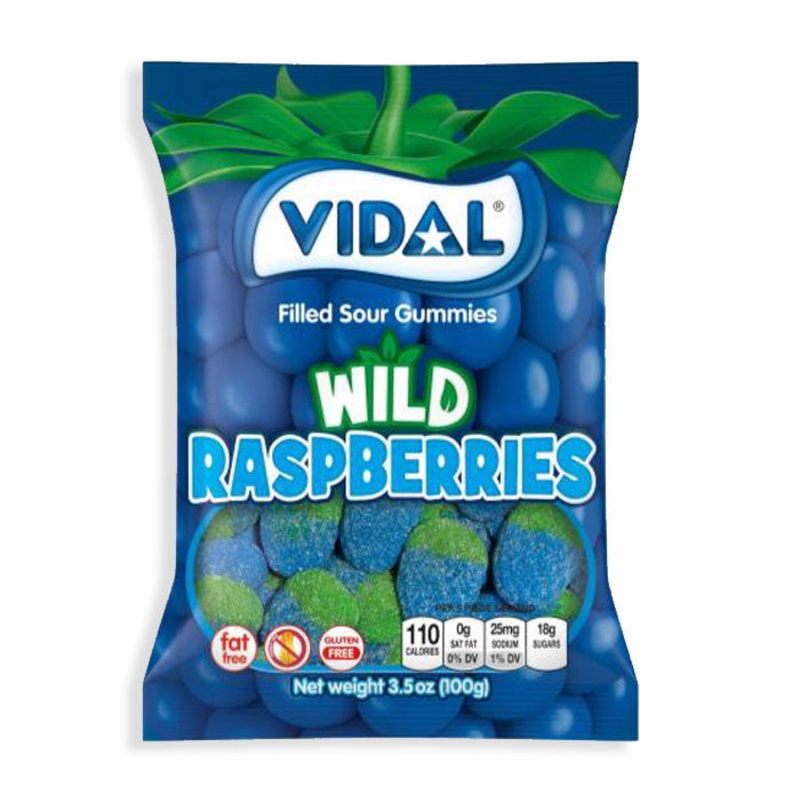 Vidal Filled Sour Gummies Wild Raspberries 3.5 oz. Bag