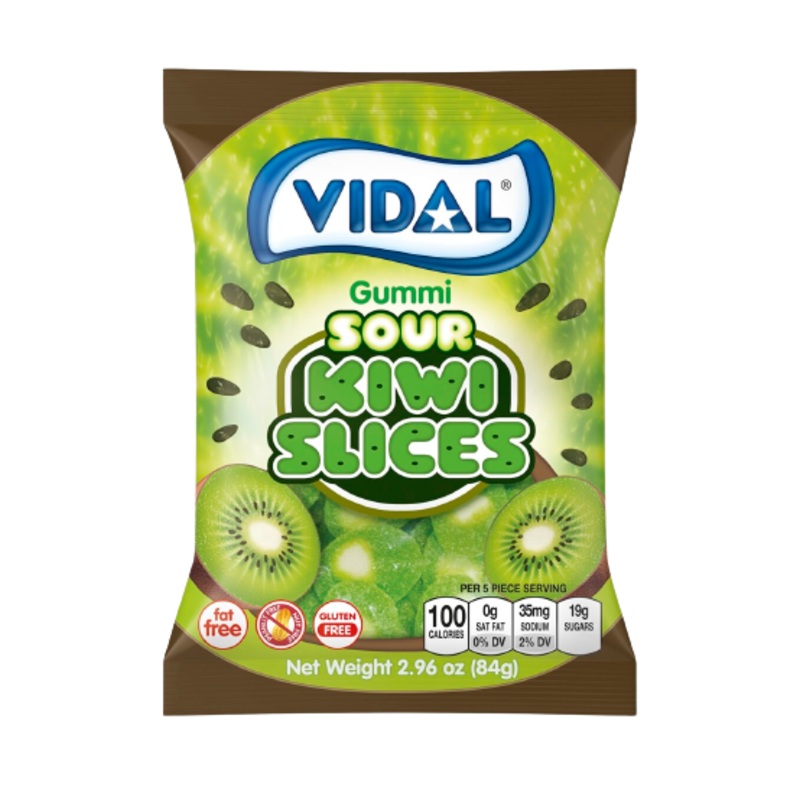 Vidal Gummi Sour Kiwi Slices 2.96 oz. Bag