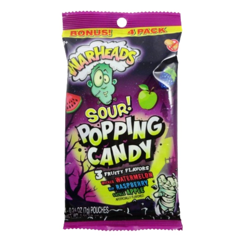 Warheads Halloween Sour Popping Candy 4 pack 0.98 oz. Bag