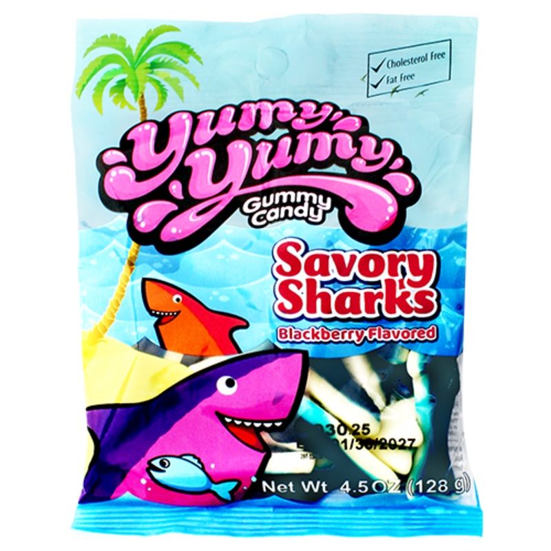 Yumy Yumy Savory Sharks Gummy Candy 4.5 oz. Bag