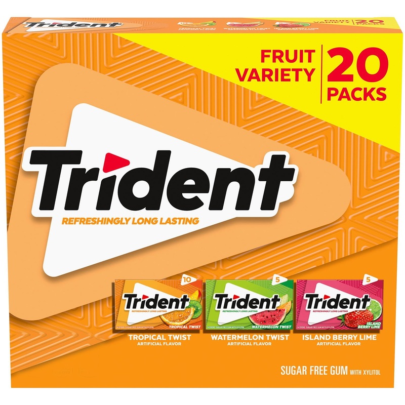 Trident Fruit Sugar Free Gum Variety Pack, 14 pcs.., 20 pk.