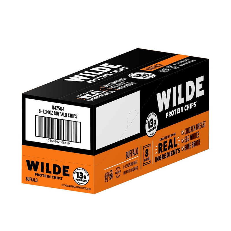 WILDE 13g Buffalo Protein Chips, 8 pk.