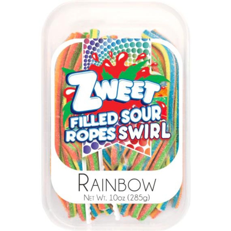 Zweet Filled Sour Ropes Rainbow Swirl 10 oz. Tub