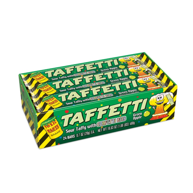 Toxic Waste Green Apple Taffetti Sour Taffy - 0.7oz / 24ct