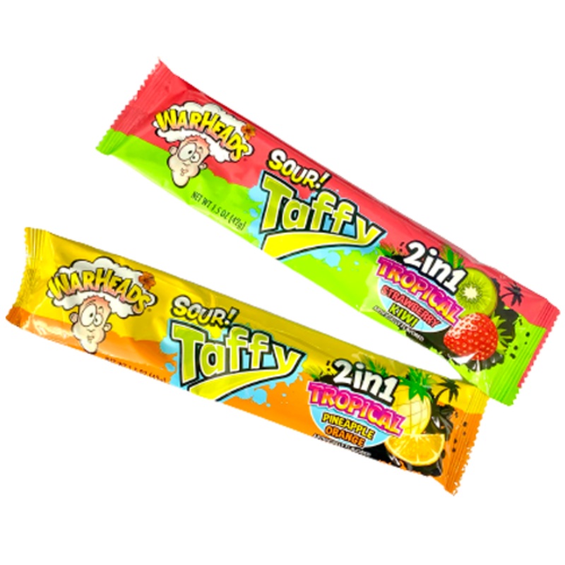 Warheads Taffy Bar 2 in 1 Tropical 1.5 oz. Bar