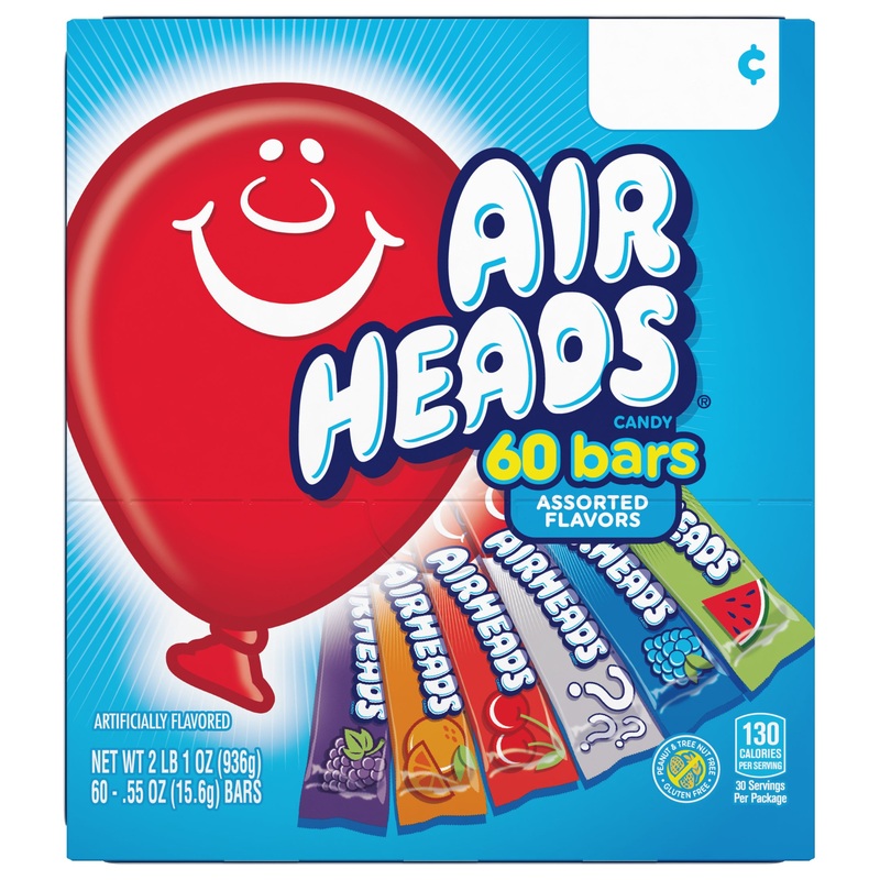 AirHeads Taffy Candy Display Box .55oz 60 Count Assorted Flavors